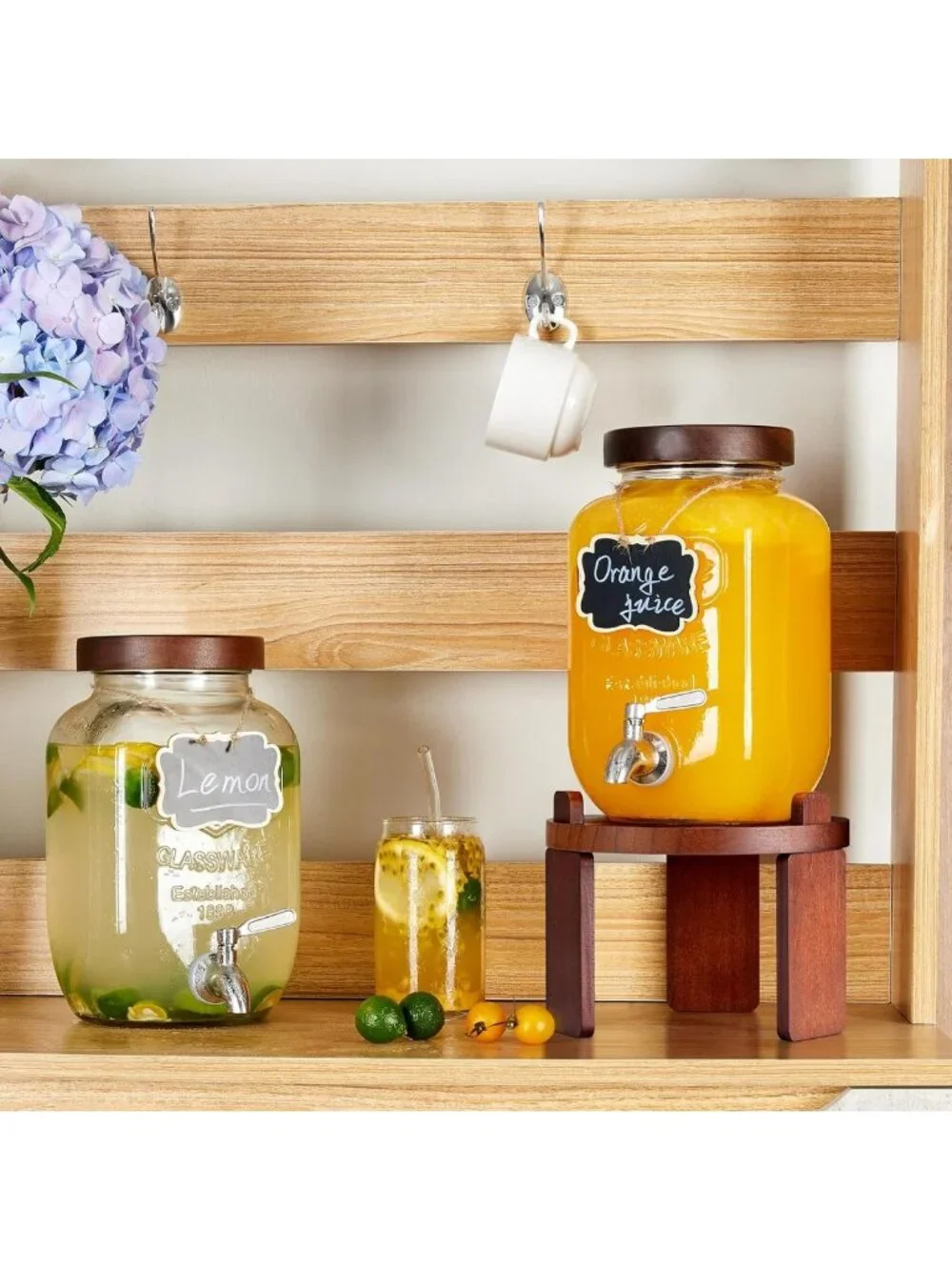 1 Gallon Glass Beverage Dispenser with Stand & Stainless Steel Spigot - Perfect